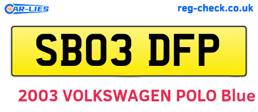 SB03DFP are the vehicle registration plates.