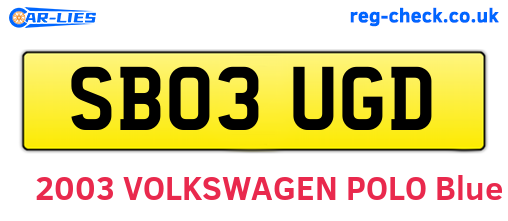 SB03UGD are the vehicle registration plates.