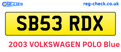 SB53RDX are the vehicle registration plates.