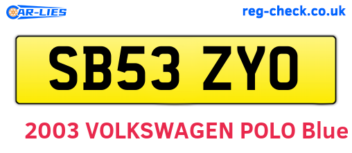 SB53ZYO are the vehicle registration plates.