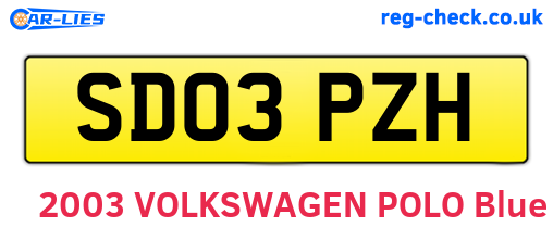 SD03PZH are the vehicle registration plates.