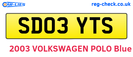 SD03YTS are the vehicle registration plates.