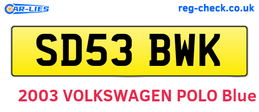 SD53BWK are the vehicle registration plates.