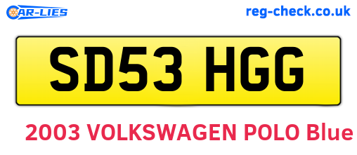 SD53HGG are the vehicle registration plates.