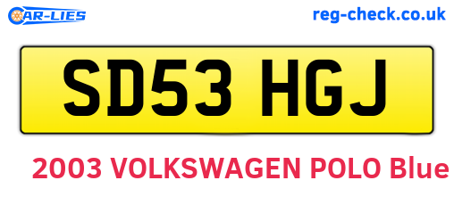 SD53HGJ are the vehicle registration plates.