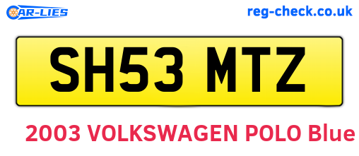 SH53MTZ are the vehicle registration plates.