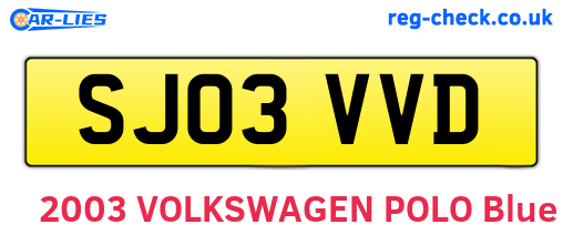 SJ03VVD are the vehicle registration plates.