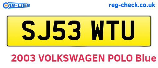 SJ53WTU are the vehicle registration plates.
