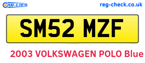 SM52MZF are the vehicle registration plates.