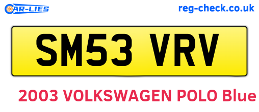 SM53VRV are the vehicle registration plates.