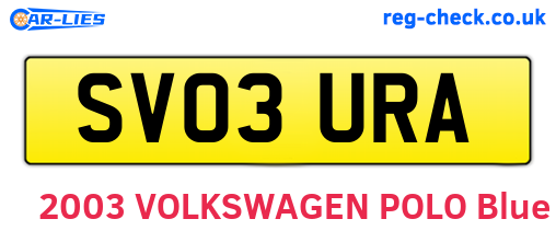 SV03URA are the vehicle registration plates.