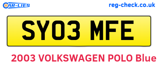 SY03MFE are the vehicle registration plates.