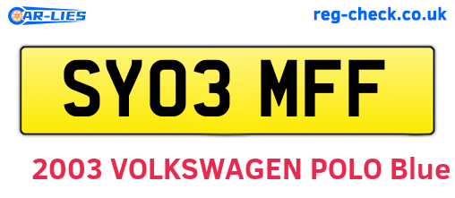 SY03MFF are the vehicle registration plates.