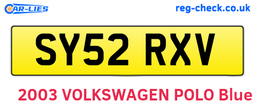 SY52RXV are the vehicle registration plates.