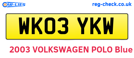 WK03YKW are the vehicle registration plates.