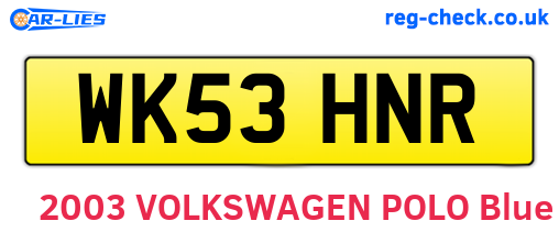 WK53HNR are the vehicle registration plates.