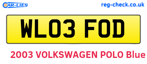 WL03FOD are the vehicle registration plates.