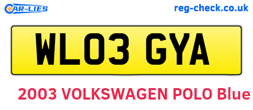 WL03GYA are the vehicle registration plates.