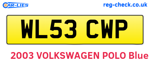 WL53CWP are the vehicle registration plates.
