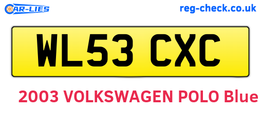 WL53CXC are the vehicle registration plates.
