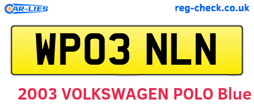 WP03NLN are the vehicle registration plates.