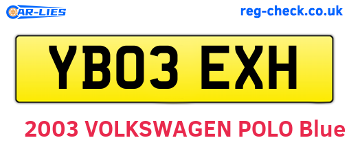 YB03EXH are the vehicle registration plates.