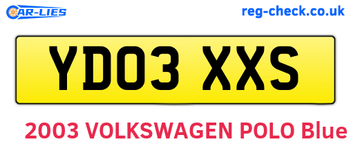 YD03XXS are the vehicle registration plates.