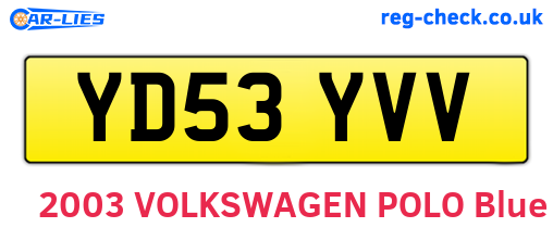 YD53YVV are the vehicle registration plates.