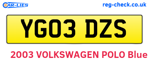 YG03DZS are the vehicle registration plates.