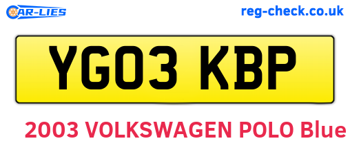 YG03KBP are the vehicle registration plates.