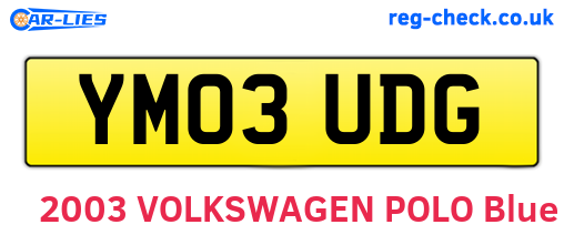 YM03UDG are the vehicle registration plates.