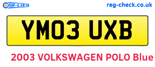 YM03UXB are the vehicle registration plates.