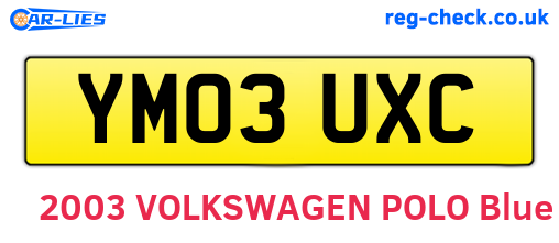 YM03UXC are the vehicle registration plates.