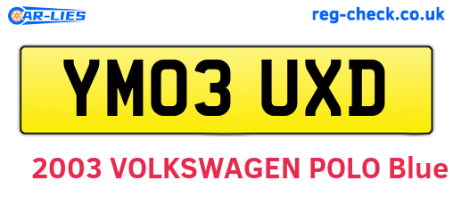 YM03UXD are the vehicle registration plates.