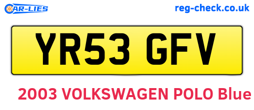 YR53GFV are the vehicle registration plates.