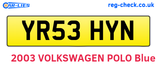 YR53HYN are the vehicle registration plates.