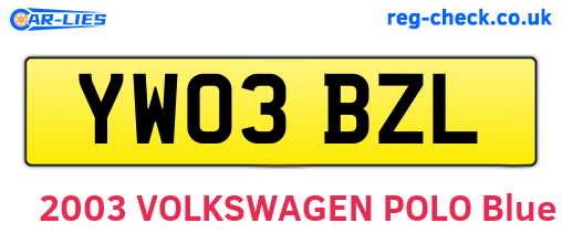 YW03BZL are the vehicle registration plates.