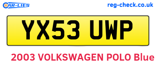 YX53UWP are the vehicle registration plates.