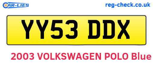 YY53DDX are the vehicle registration plates.