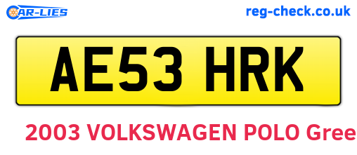 AE53HRK are the vehicle registration plates.