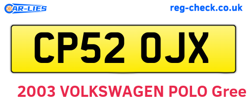 CP52OJX are the vehicle registration plates.