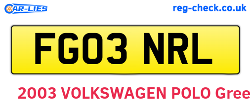 FG03NRL are the vehicle registration plates.