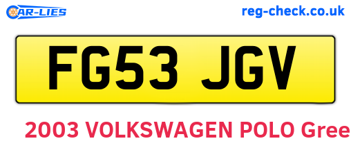 FG53JGV are the vehicle registration plates.