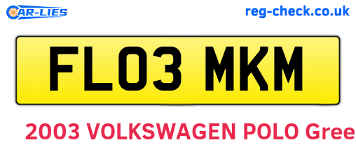FL03MKM are the vehicle registration plates.