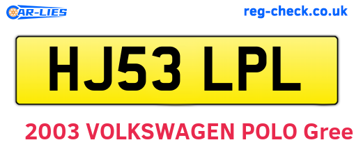 HJ53LPL are the vehicle registration plates.
