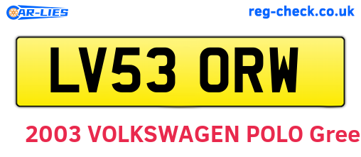 LV53ORW are the vehicle registration plates.