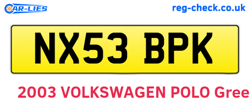 NX53BPK are the vehicle registration plates.