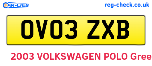 OV03ZXB are the vehicle registration plates.