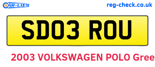 SD03ROU are the vehicle registration plates.