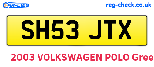 SH53JTX are the vehicle registration plates.